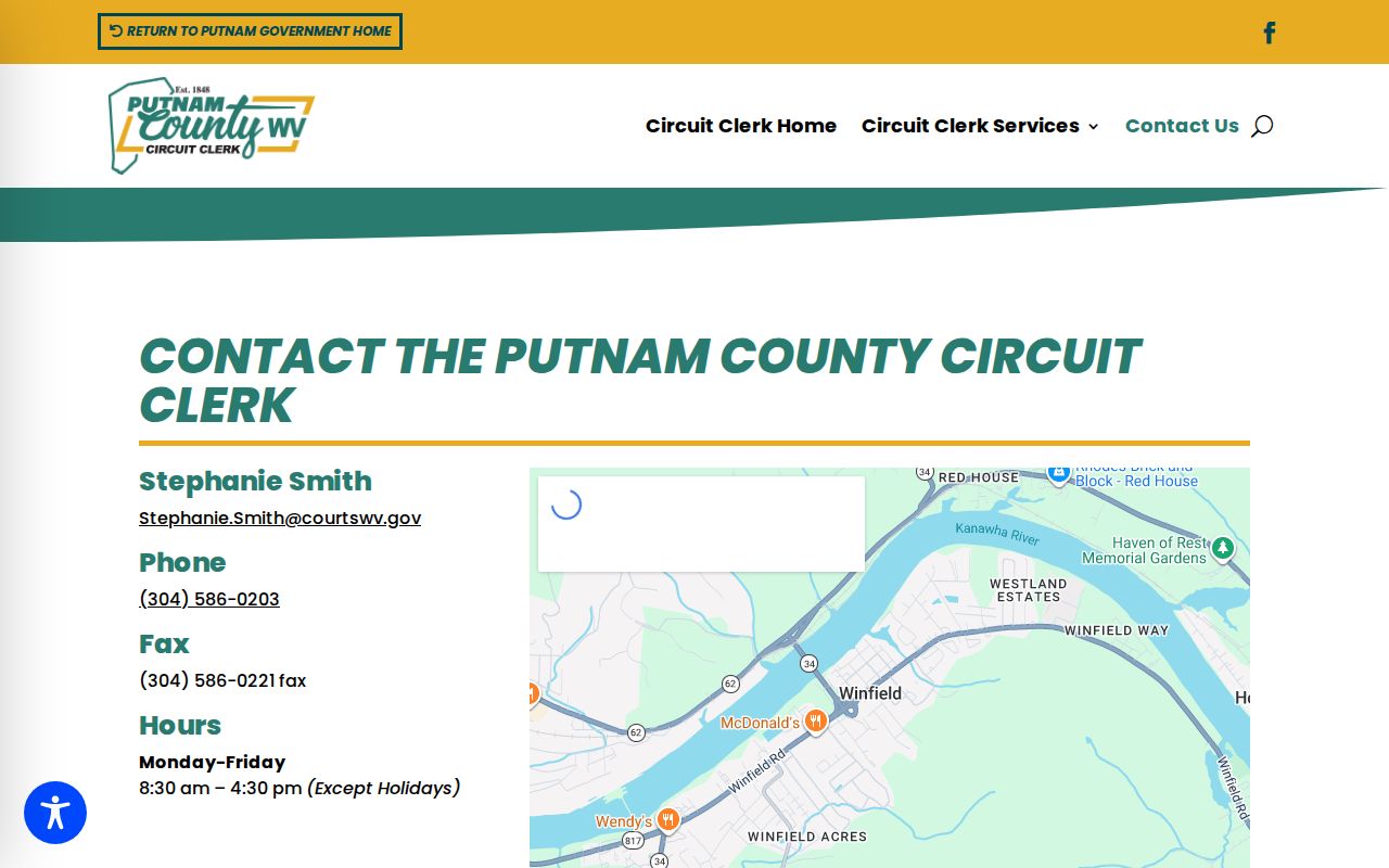 Putnam County court docket clerk contact and map