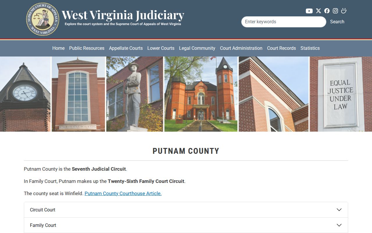 Putnam County court docket directory for county courts