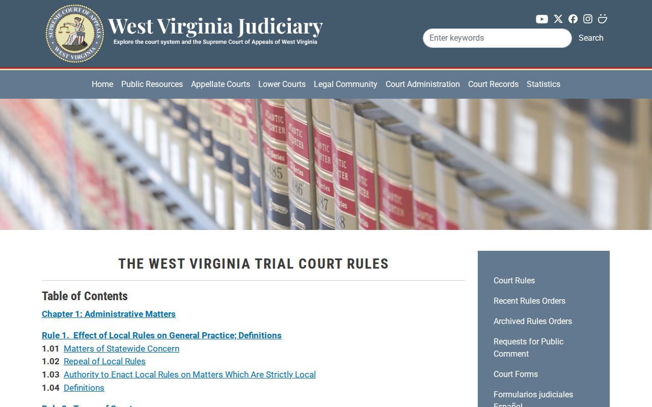 Putnam County court records trial and electronic access rules