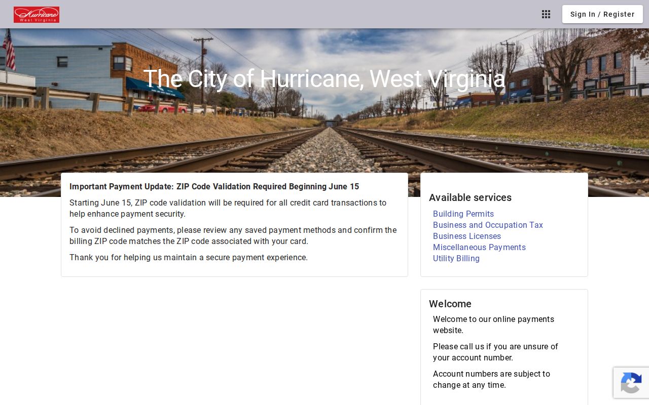 Hurricane court docket payment categories on the official city site